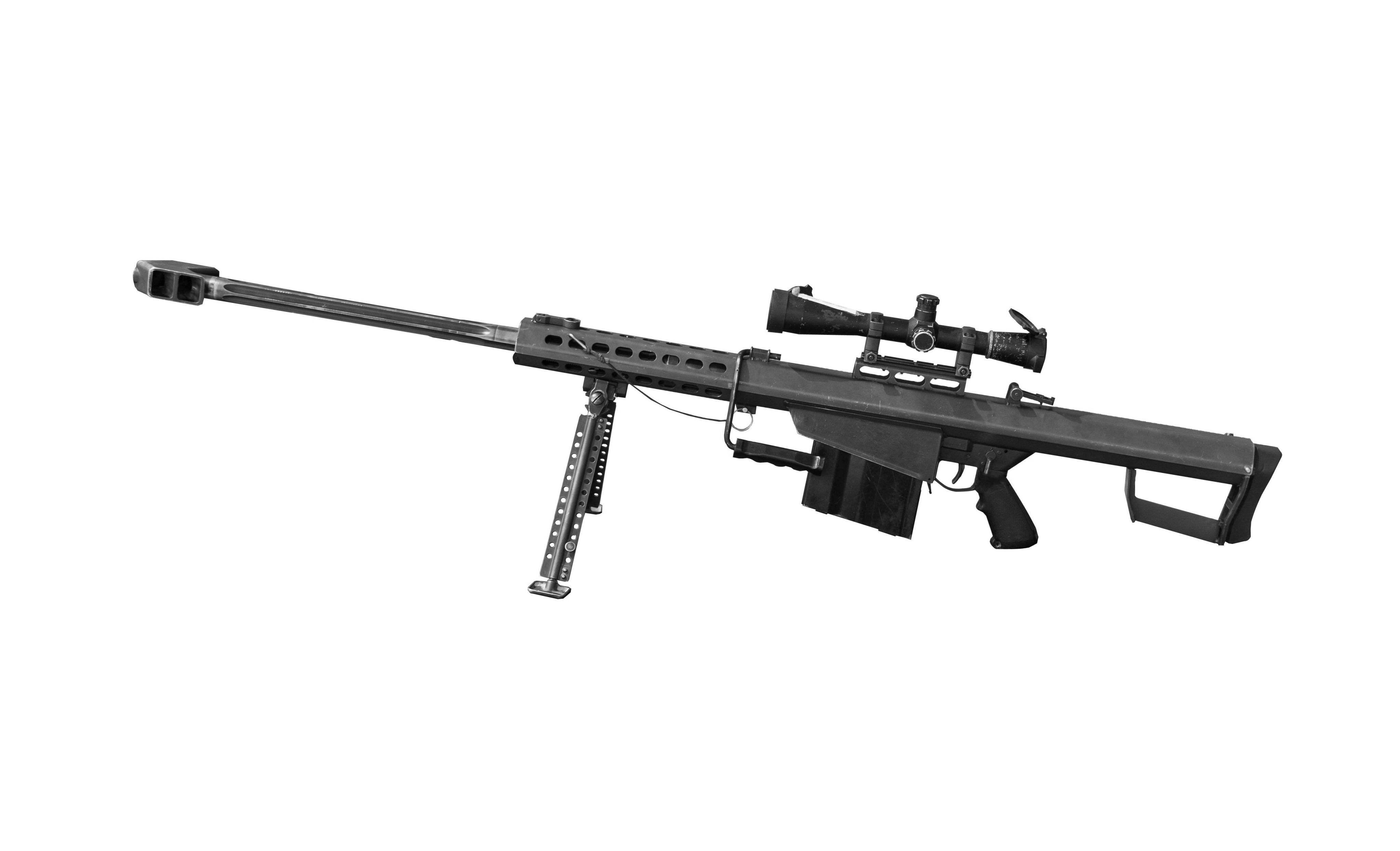 Machine gun including tripod against a white background